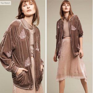 Anthropologie Hei Hei West End Velvet Bomber, XL